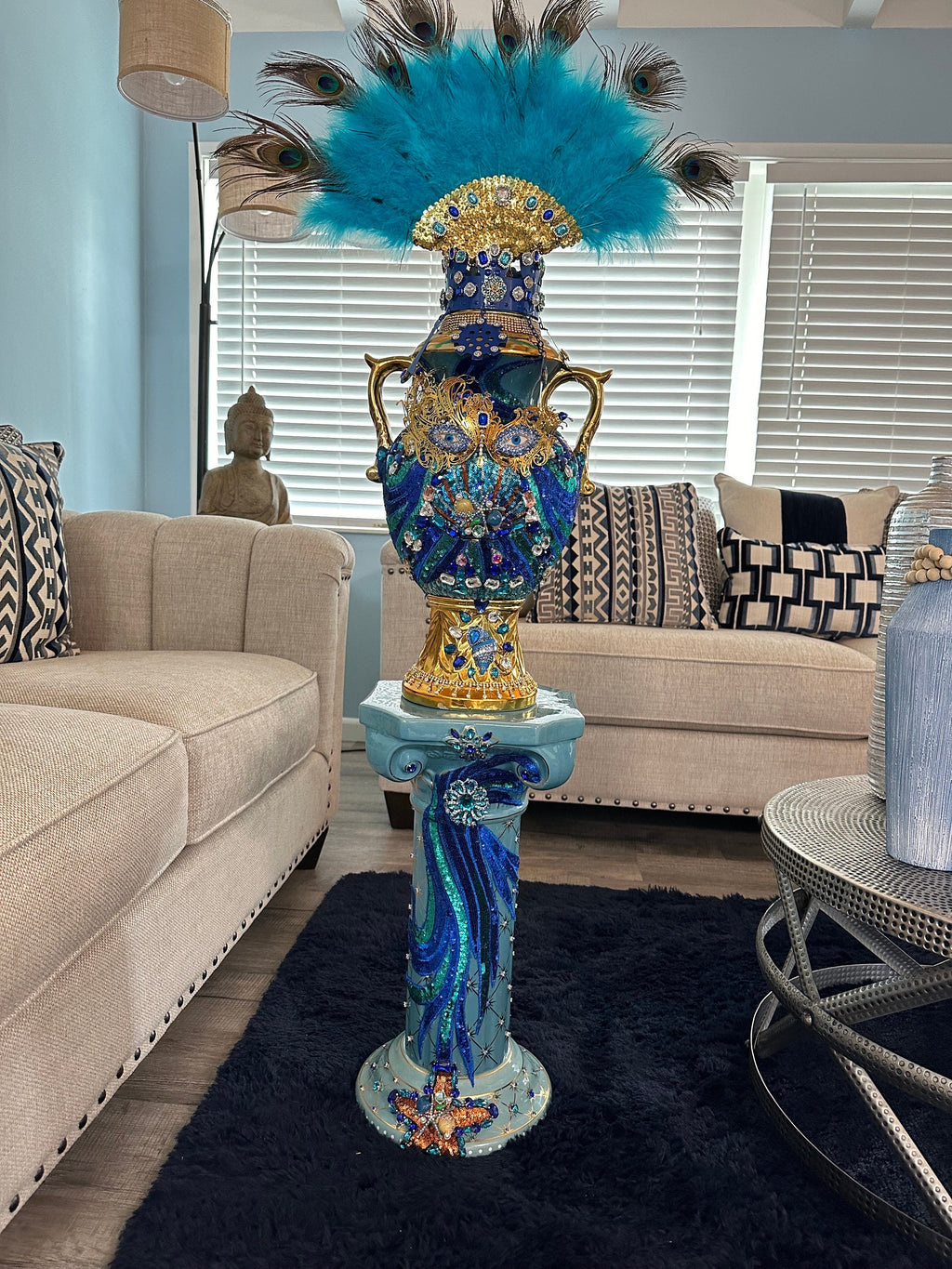 Set de yemaya sopera  con pedestal y abanico