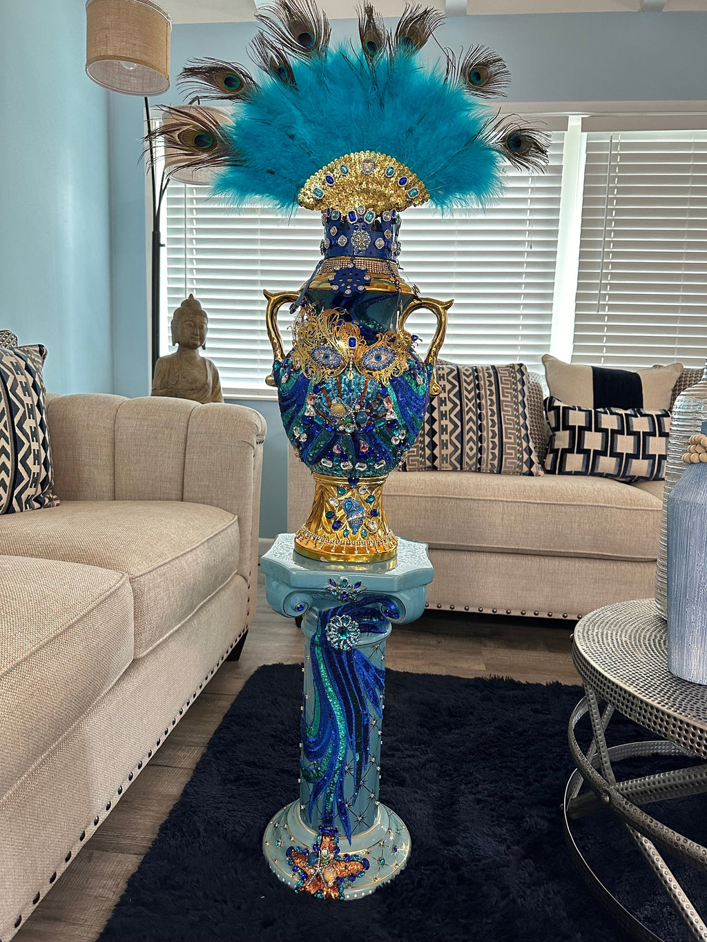 Set de yemaya sopera  con pedestal y abanico
