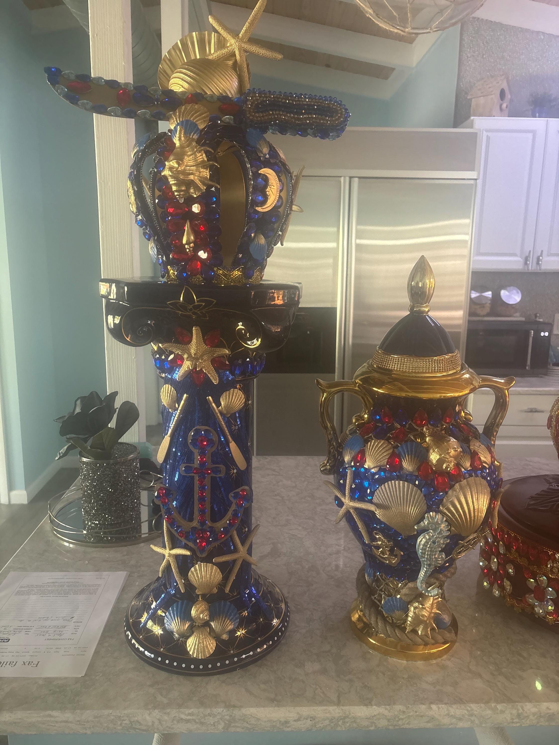 Set  sopera ,pedestal y corona de yemaya okute